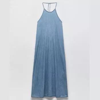 Платье Zara Denim Midi, синий