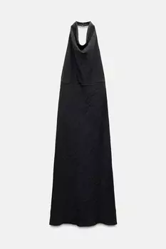 Платье Zara Draped Halter Midi, черный