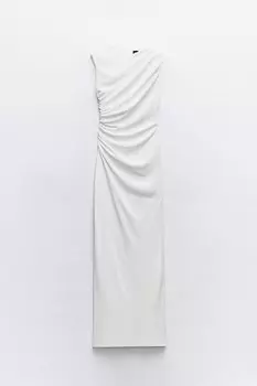 Платье Zara Draped Midi, белый