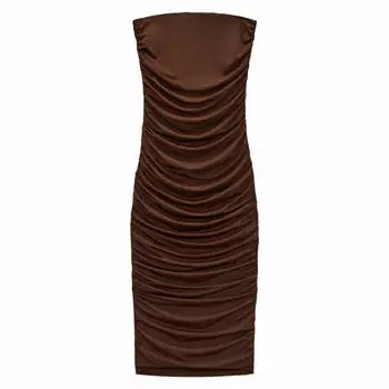 Платье Zara Draped Midi, шоколадный