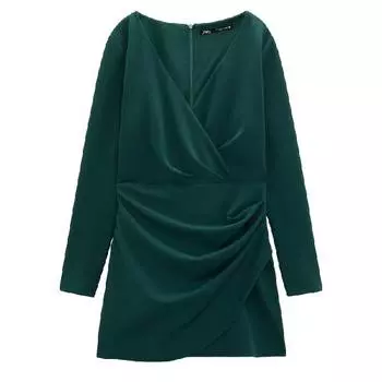 Платье Zara Draped, зеленый