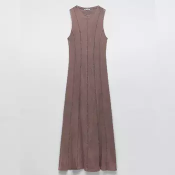 Платье Zara Faded Ribbed, коричневый