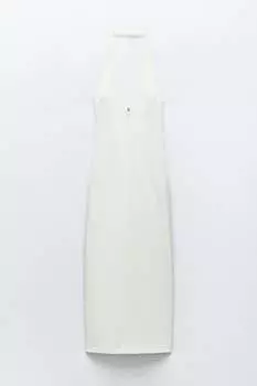 Платье Zara Fitted Halter, желтовато-белый