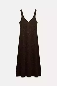 Платье Zara Flowing Jacquard, коричневый