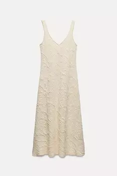 Платье Zara Flowing Jacquard, кремовый