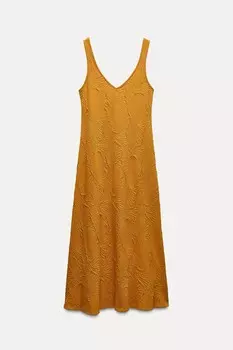 Платье Zara Flowing Jacquard, оранжевый
