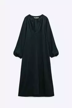 Платье Zara Flowing Midi, темно-зеленый