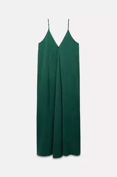 Платье Zara Flowing Voluminous, темно-зеленый