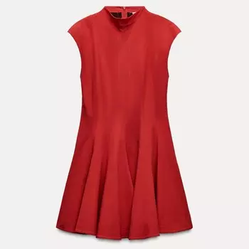 Платье Zara Godet Mini Zw Collection, красный