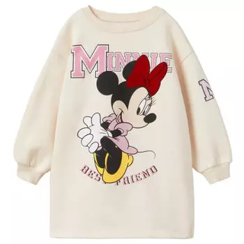 Платье Zara Kids Minnie Mouse Disney Flocked, бежевый