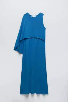 Платье Zara Knit Cape, выцветший синий