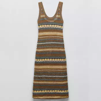 Платье Zara Knit Crochet, мультиколор