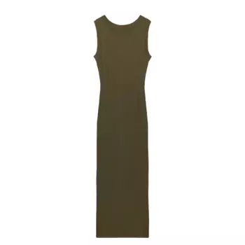 Платье Zara Knit Midi, хаки