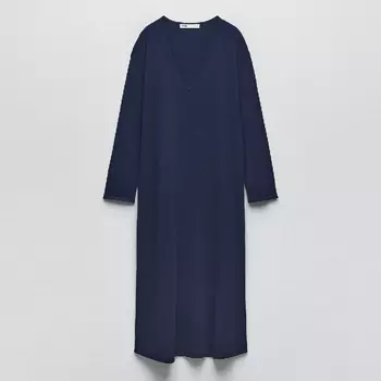 Платье Zara Knit Midi, темно-синий