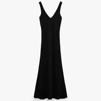 Платье Zara Lace-trimmed With Elastic Straps, черный