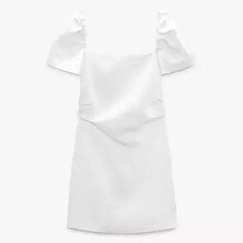 Платье Zara Linen Blend Short, белый