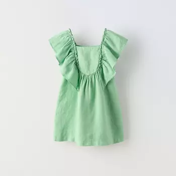 Платье Zara Linen, светло-зеленый