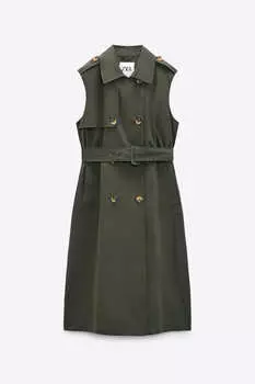 Платье Zara Long Belted Waistcoat, зеленый