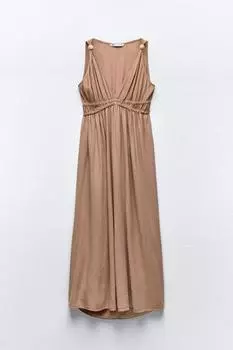 Платье Zara Long With A V-neckline, терракотовый