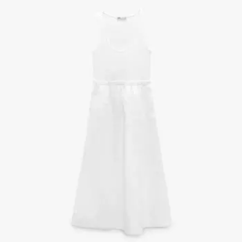 Платье Zara Matching Poplin, белый