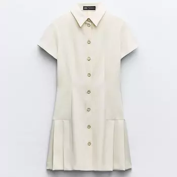 Платье Zara Mini With Collar, экрю