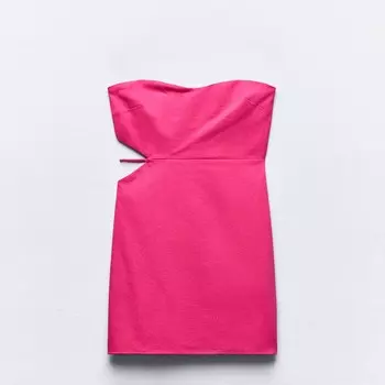 Платье Zara Mini With Cut-out Detail, розовый