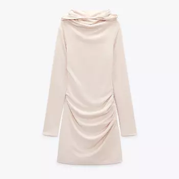 Платье Zara Open-Back With Hood, бежево-розовый