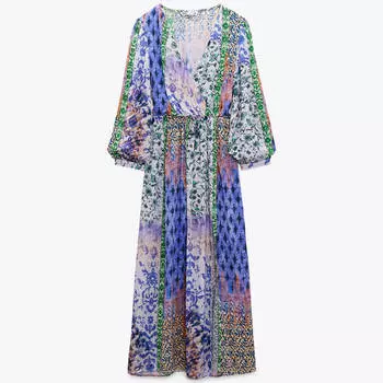 Платье Zara Patchwork Print, мультиколор