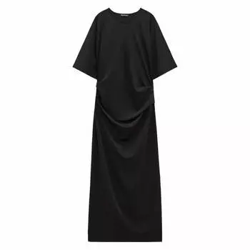 Платье Zara Pleated Midi, черный