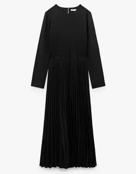 Платье Zara Pleated Midi, черный
