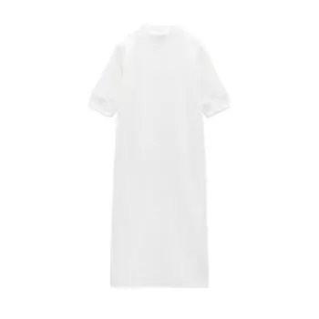 Платье Zara Plush With Ribbed Trims, экрю