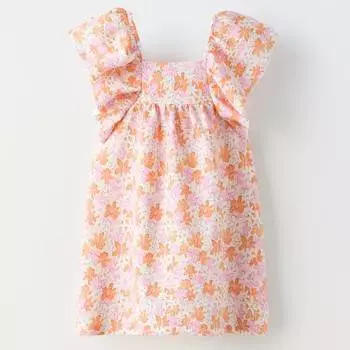 Платье Zara Printed Jacquard, светло-оранжевый
