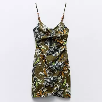 Платье Zara Printed Mini With Cut-out Detail, мультиколор