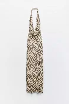 Платье Zara Printed Tulle Halter, мультиколор