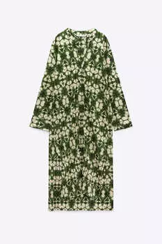 Платье Zara Printed Tunic, зеленый/бежевый