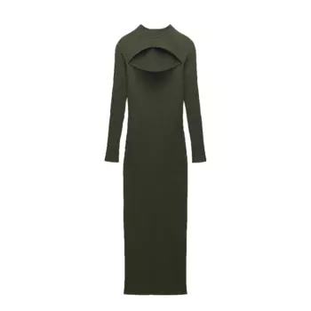Платье Zara Ribbed Cut-out, хаки