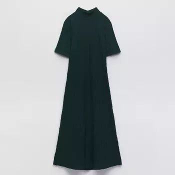 Платье Zara Ribbed Mock-Neck, зеленый