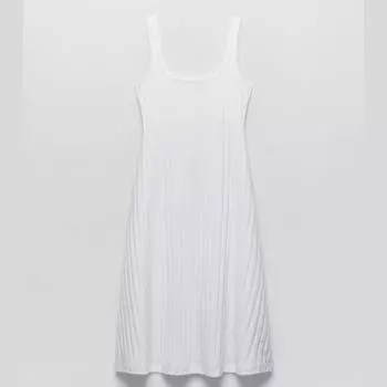 Платье Zara Ribbed With Straps, белый