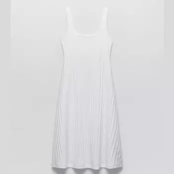 Платье Zara Ribbed With Straps, белый