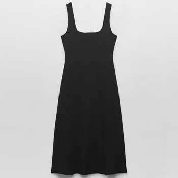 Платье Zara Ribbed With Straps, черный
