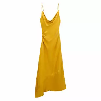 Платье Zara Satin Slip, горчичный