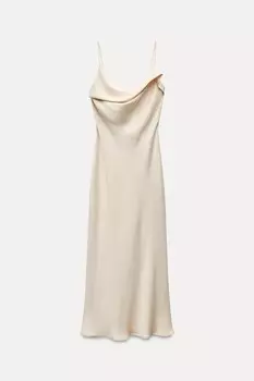 Платье Zara Satin Slip, кремовый