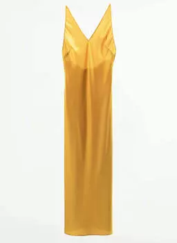 Платье Zara Satin Slip, желтый