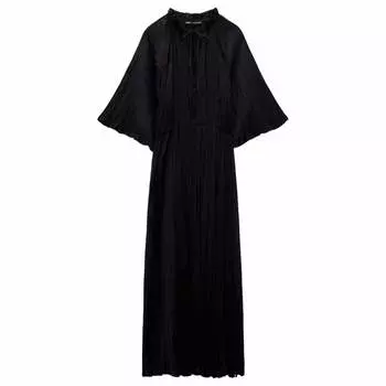 Платье Zara Satin With Cut-out Detail, черный