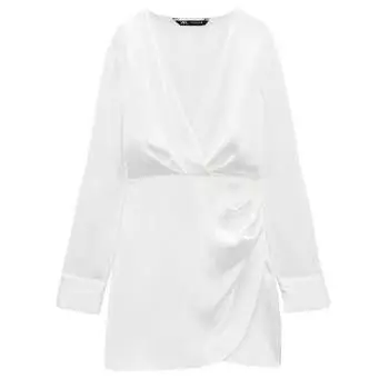 Платье Zara Satin Wrap, белый