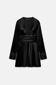 Платье Zara Short Satin, черный