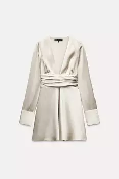Платье Zara Short Satin, кремовый