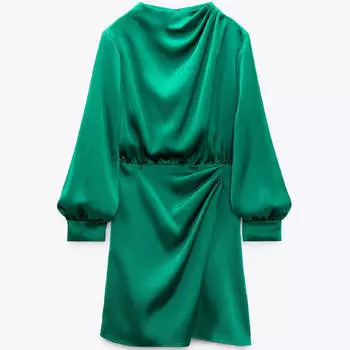 Платье Zara Short Satin, зеленый