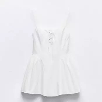 Платье Zara Short Trench With Tie, белый