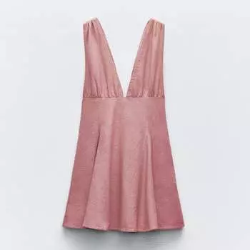 Платье Zara Short With Ties, розовый